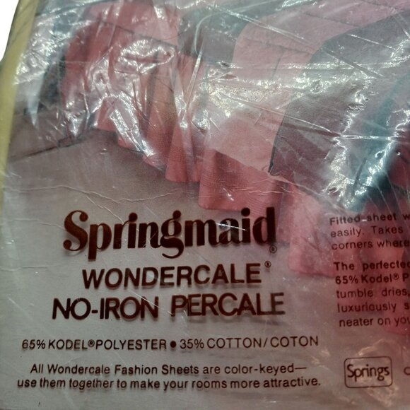 Springmaid Wondercale No-Iron Percale Double Flat Sheet Yellow New Vintage - Picture 5 of 9